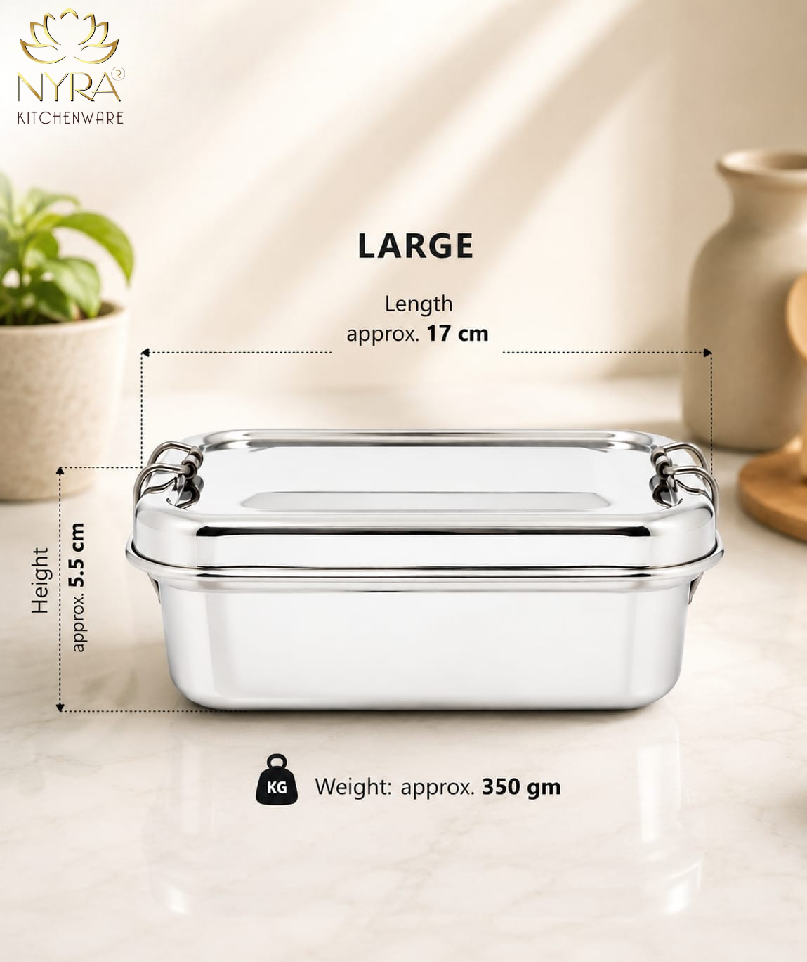 Stainless Steel Food Pack Lunch Box with Locking Clip