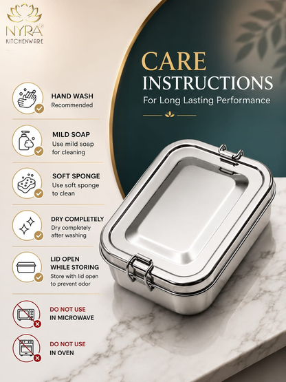 Stainless Steel Food Pack Lunch Box with Locking Clip
