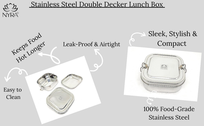 Stainless Steel Double Decker Lunch Box | Eco–Friendly Food Compartment Lunch Box