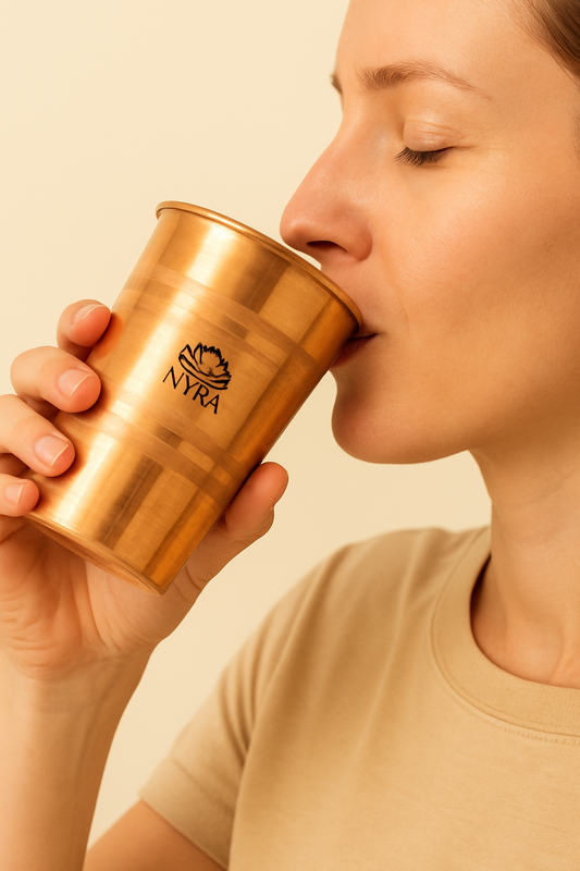 Handmade Copper Glass/Tumbler - Ayurvedic Health Benefits | Traditional Tamba Drinkware for Daily Use