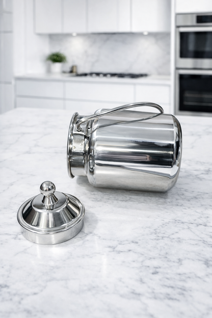 Stainless Steel Mini Oil Canister with Lid & Handle | Multipurpose Kitchen Storage Container/Barni