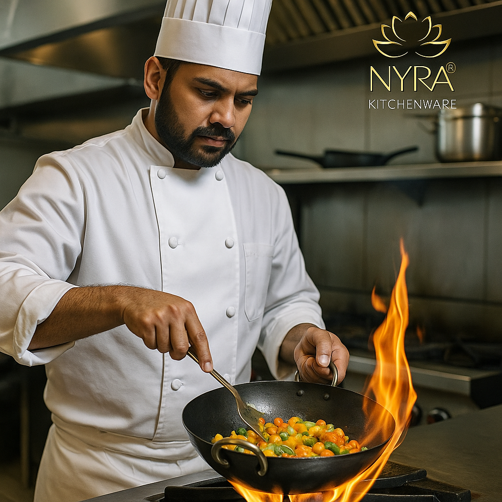 NYRA Commercial Heavy-Duty Iron Kadhai - Professional Grade Wok for Hotels & Catering | Contact for Prices