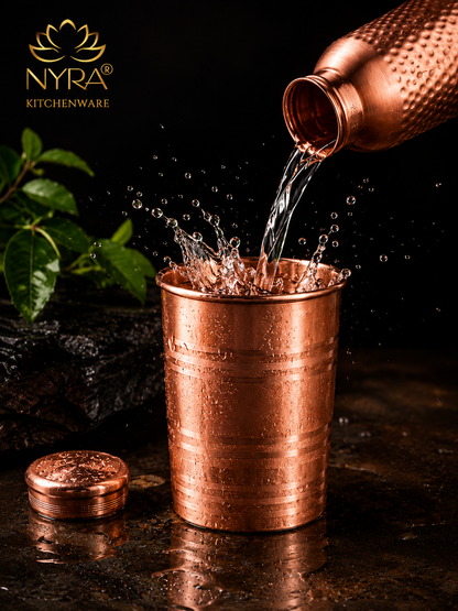 Handmade Copper Glass/Tumbler - Ayurvedic Health Benefits | Traditional Tamba Drinkware for Daily Use