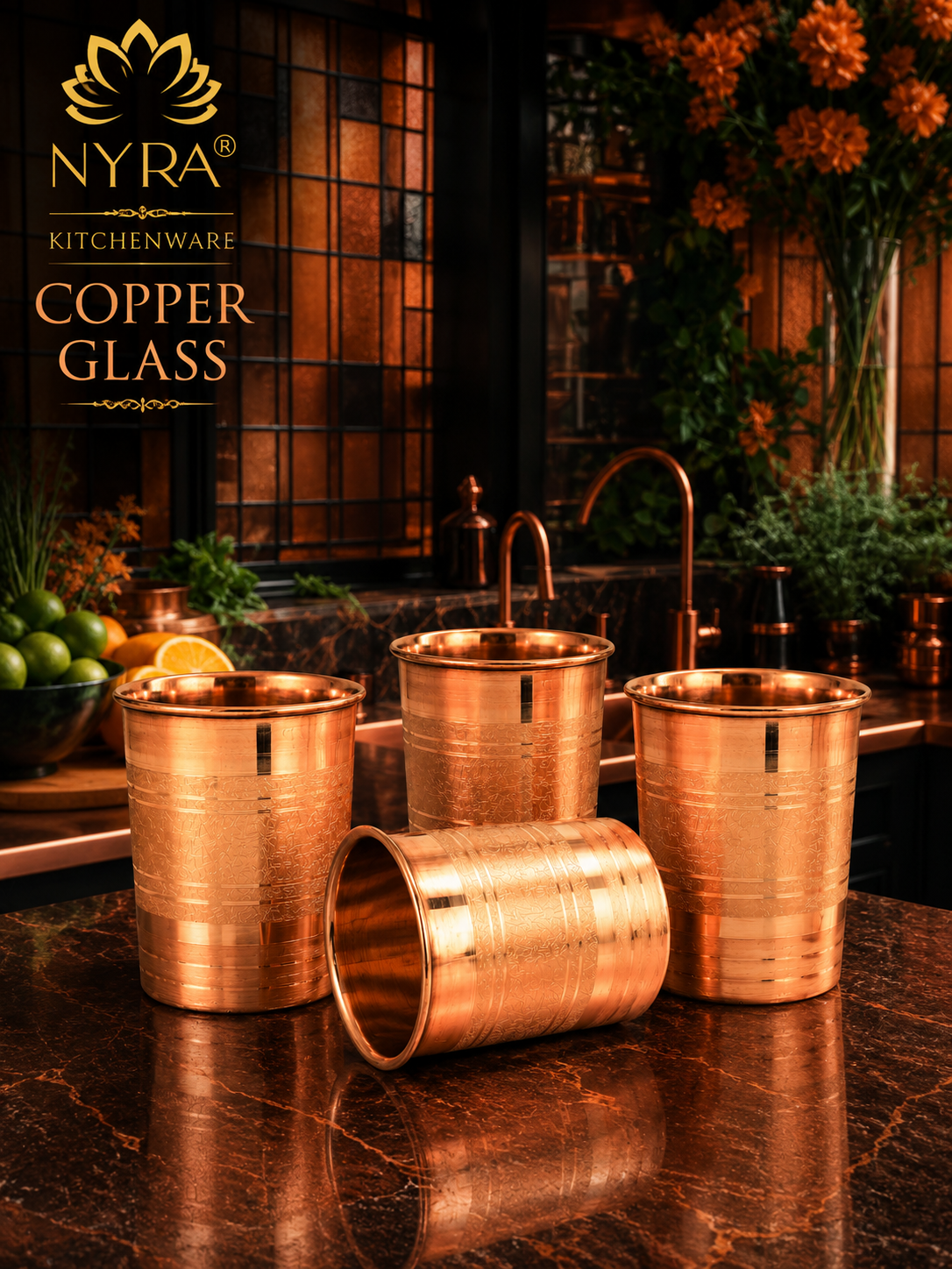 Handmade Copper Glass/Tumbler - Ayurvedic Health Benefits | Traditional Tamba Drinkware for Daily Use