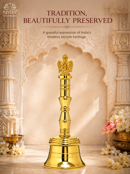 Nyra Pure Brass Garud Ghanti | Traditional Pooja Bell for Home Temple, Mandir & Aarti