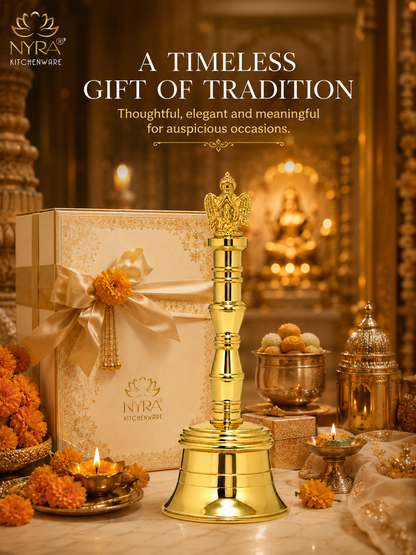 Nyra Pure Brass Garud Ghanti | Traditional Pooja Bell for Home Temple, Mandir & Aarti