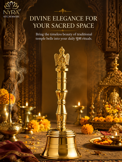 Nyra Pure Brass Garud Ghanti | Traditional Pooja Bell for Home Temple, Mandir & Aarti