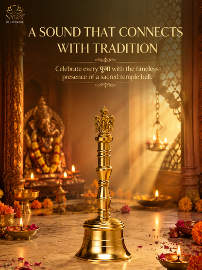 Nyra Pure Brass Garud Ghanti | Traditional Pooja Bell for Home Temple, Mandir & Aarti
