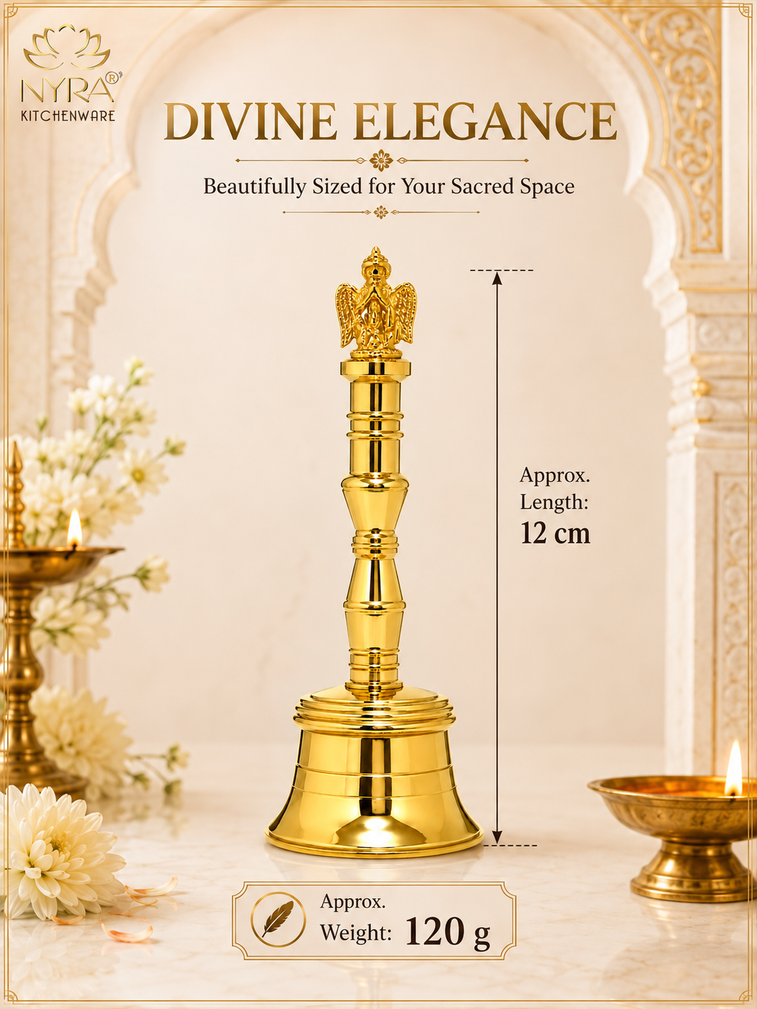 Nyra Pure Brass Garud Ghanti | Traditional Pooja Bell for Home Temple, Mandir & Aarti