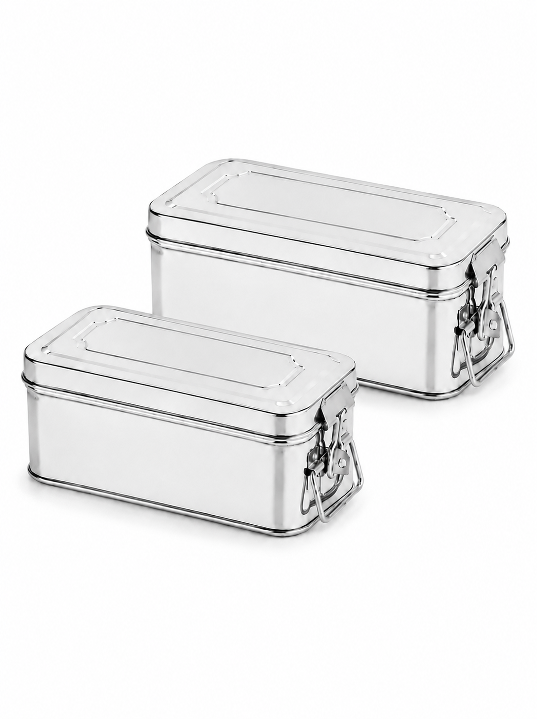 Stainless Steel Jewellery Locker Box Set of 2, Multipurpose Storage Containers for Jewellery, Accessories, Documents & Personal Essentials, Multiple Size Combinations