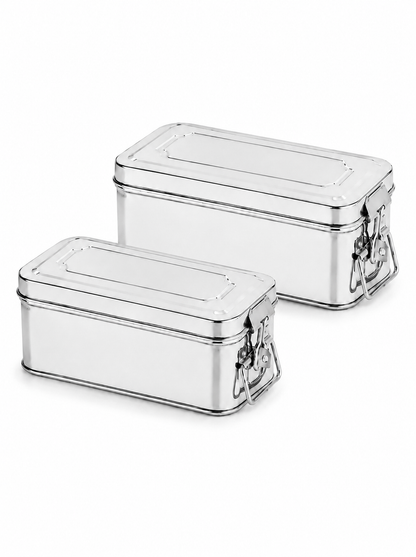 Stainless Steel Jewellery Locker Box Set of 2, Multipurpose Storage Containers for Jewellery, Accessories, Documents & Personal Essentials, Multiple Size Combinations