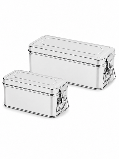 Stainless Steel Jewellery Locker Box Set of 2, Multipurpose Storage Containers for Jewellery, Accessories, Documents & Personal Essentials, Multiple Size Combinations