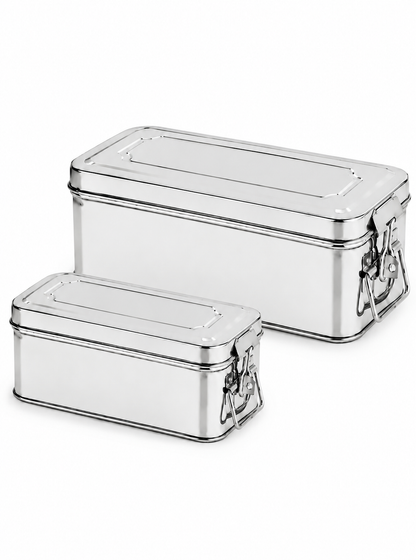 Stainless Steel Jewellery Locker Box Set of 2, Multipurpose Storage Containers for Jewellery, Accessories, Documents & Personal Essentials, Multiple Size Combinations