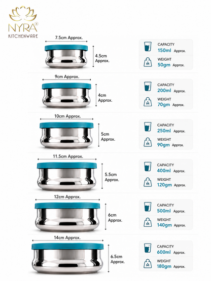 Air-tight Stainless Steel Container Set - Premium Leak-Proof Dibbi