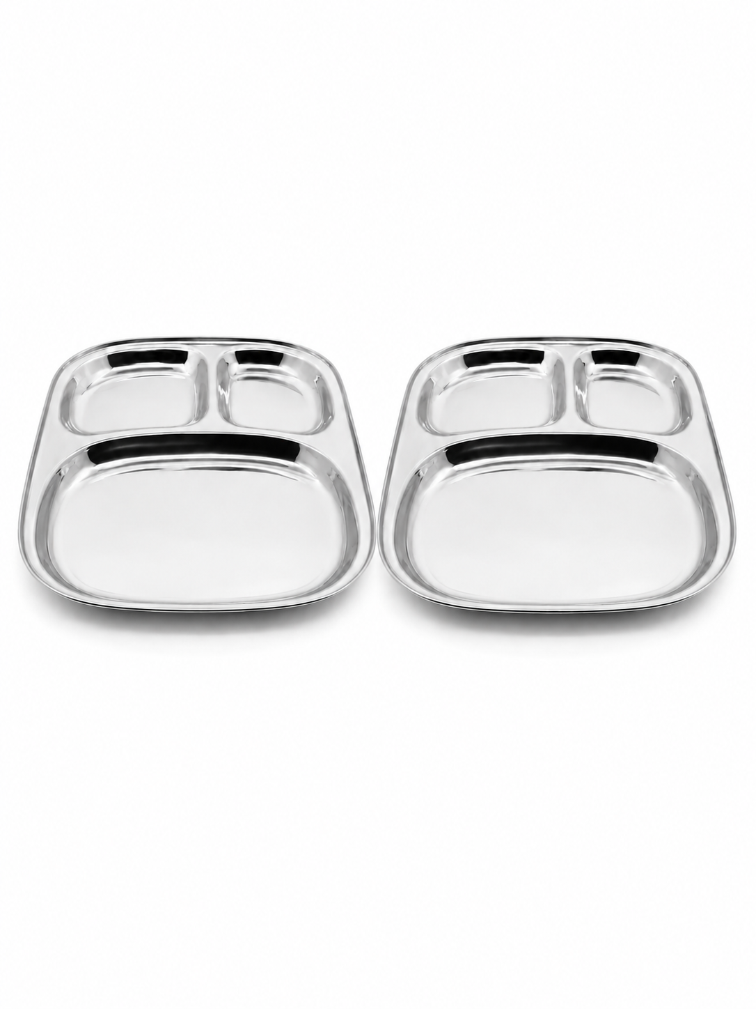 Stainless Steel Three Sectioned Plates | 3 in 1 Compartment Dinner Plate