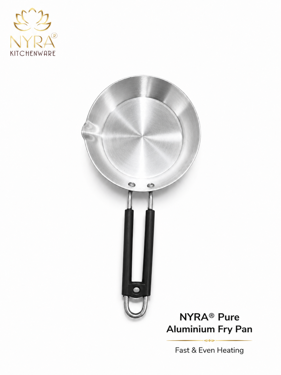 Aluminium Non-Stick Fry Pan with Dual Pour Spouts & Heat-Resistant Handle