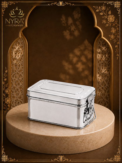 Stainless Steel Jewellery Locker Box with Latch, Multipurpose Storage Container for Jewellery, Accessories, Documents &amp; Personal Essentials, Small/Medium/Large/Set of 3