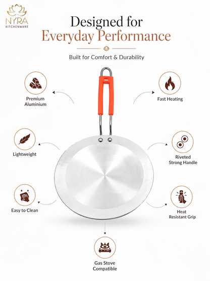 Aluminium Tawa/Griddle with Sturdy Handle - 2 Sizes