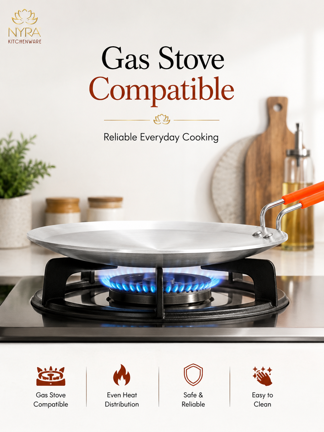 Aluminium Tawa/Griddle with Sturdy Handle - 2 Sizes