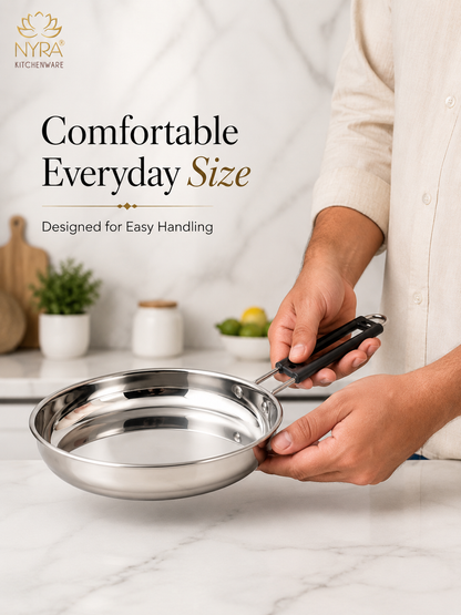 Stainless Steel Fry Pan with Riveted PVC Handle - 3 sizes