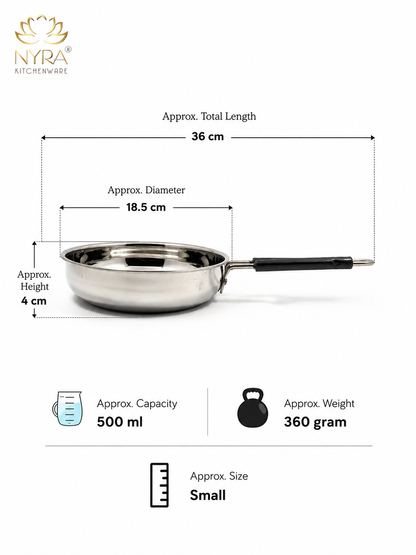 Stainless Steel Fry Pan with Riveted PVC Handle - 3 sizes