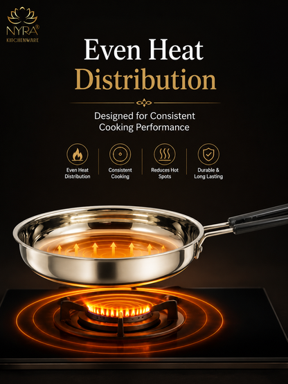 Stainless Steel Fry Pan with Riveted PVC Handle - 3 sizes