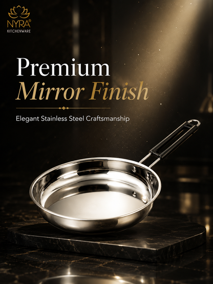Stainless Steel Fry Pan with Riveted PVC Handle - 3 sizes