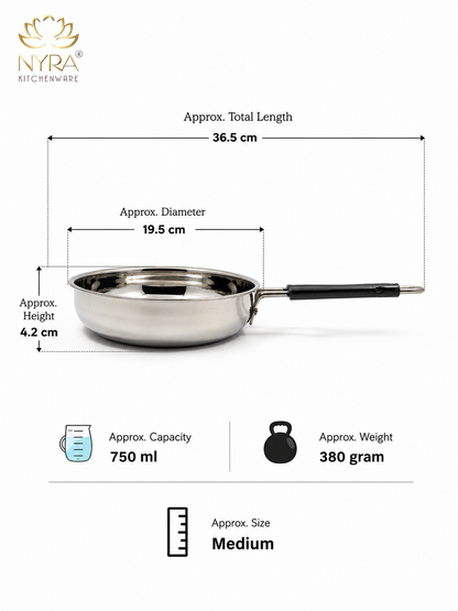 Stainless Steel Fry Pan with Riveted PVC Handle - 3 sizes