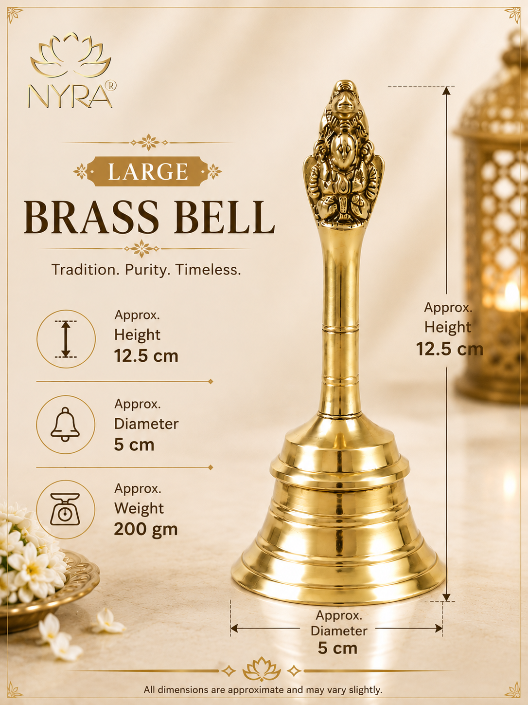Pure Brass/Peetal Ghanti - Garuda Pooja Prayer Bell