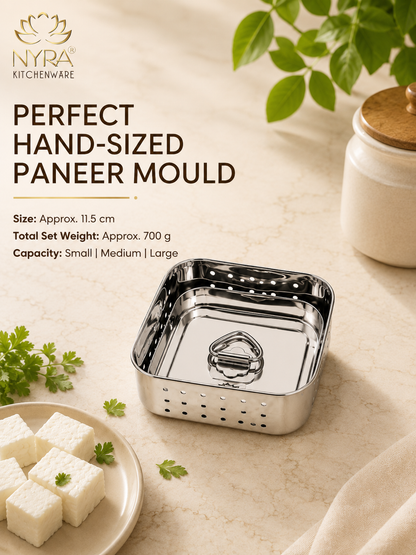 Premium Stainless Steel-square Paneer Maker | Mould & Strainer with Top Press Lid for Homemade Paneer