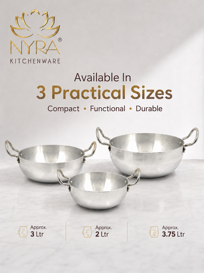 Traditional Aluminium Induction Base Kadhai - 3 Sizes