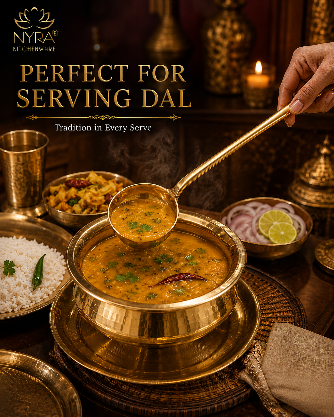 Brass Serving Ladle (Peetal Golchi) | Authentic Indian Kitchen Spoon