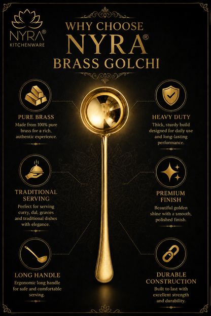 Brass Serving Ladle (Peetal Golchi) | Authentic Indian Kitchen Spoon