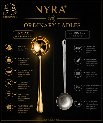 Brass Serving Ladle (Peetal Golchi) | Authentic Indian Kitchen Spoon