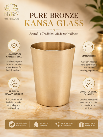 Pure Bronze Water Glass (Kansa / Phool) | Ayurvedic Drinking Tumbler