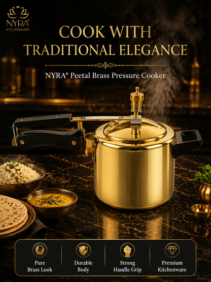 Pure Brass Cooker with Kalai/Tin Coating-Inner Lid Pressure Cooker