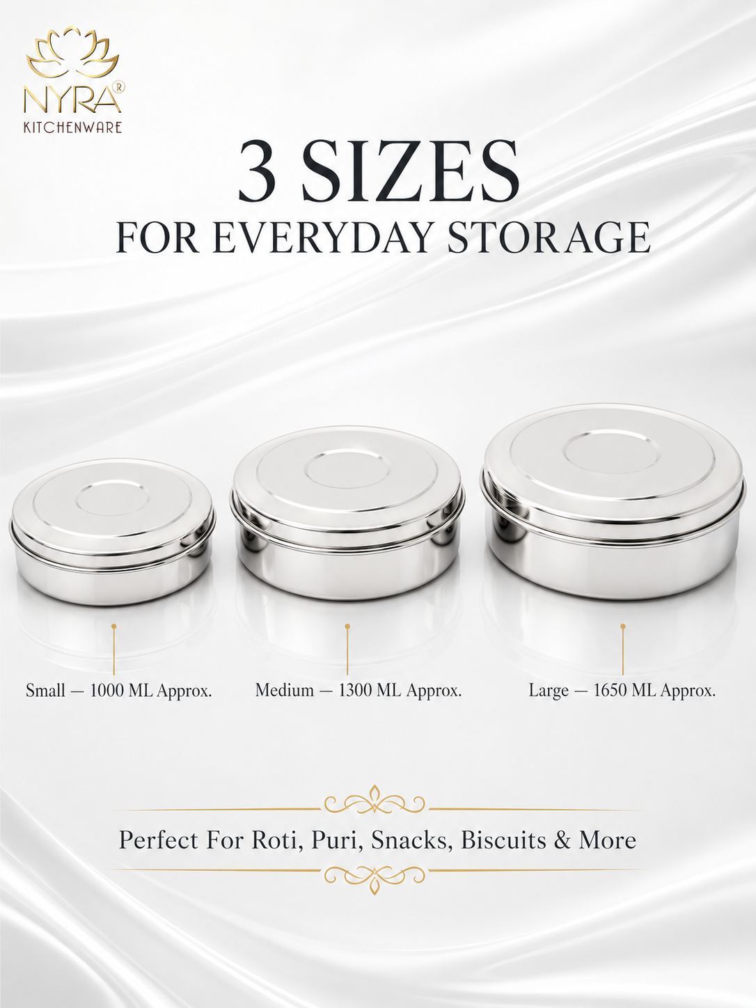 Stainless Steel Chapati Box | Multipurpose Kitchen Storage Containers