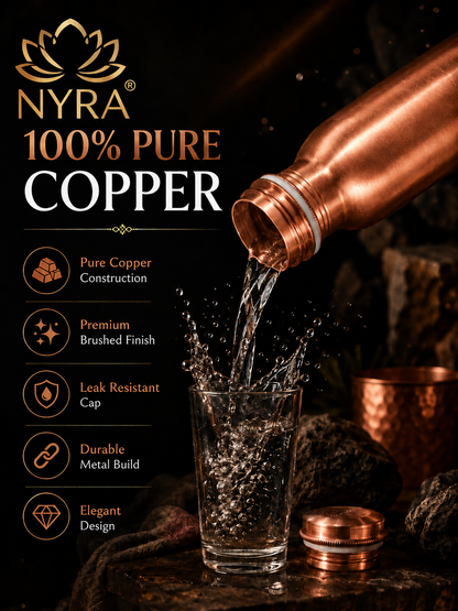 Pure Copper Water Bottle |  Copper Bottle with Polished finish | Traditional Bottle with sleek & modern design