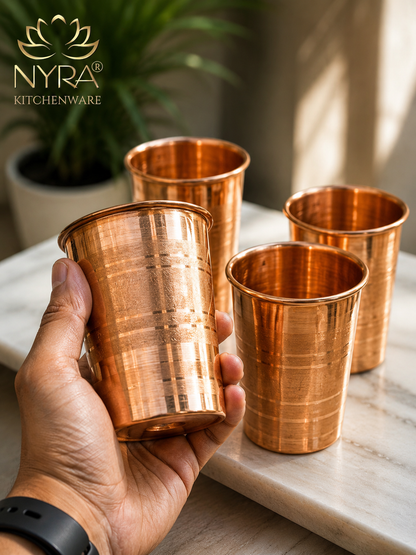 Handmade Copper Glass/Tumbler - Ayurvedic Health Benefits | Traditional Tamba Drinkware for Daily Use