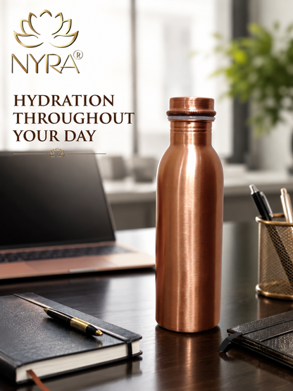 Pure Copper Water Bottle |  Copper Bottle with Polished finish | Traditional Bottle with sleek & modern design