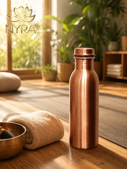 Pure Copper Water Bottle |  Copper Bottle with Polished finish | Traditional Bottle with sleek & modern design