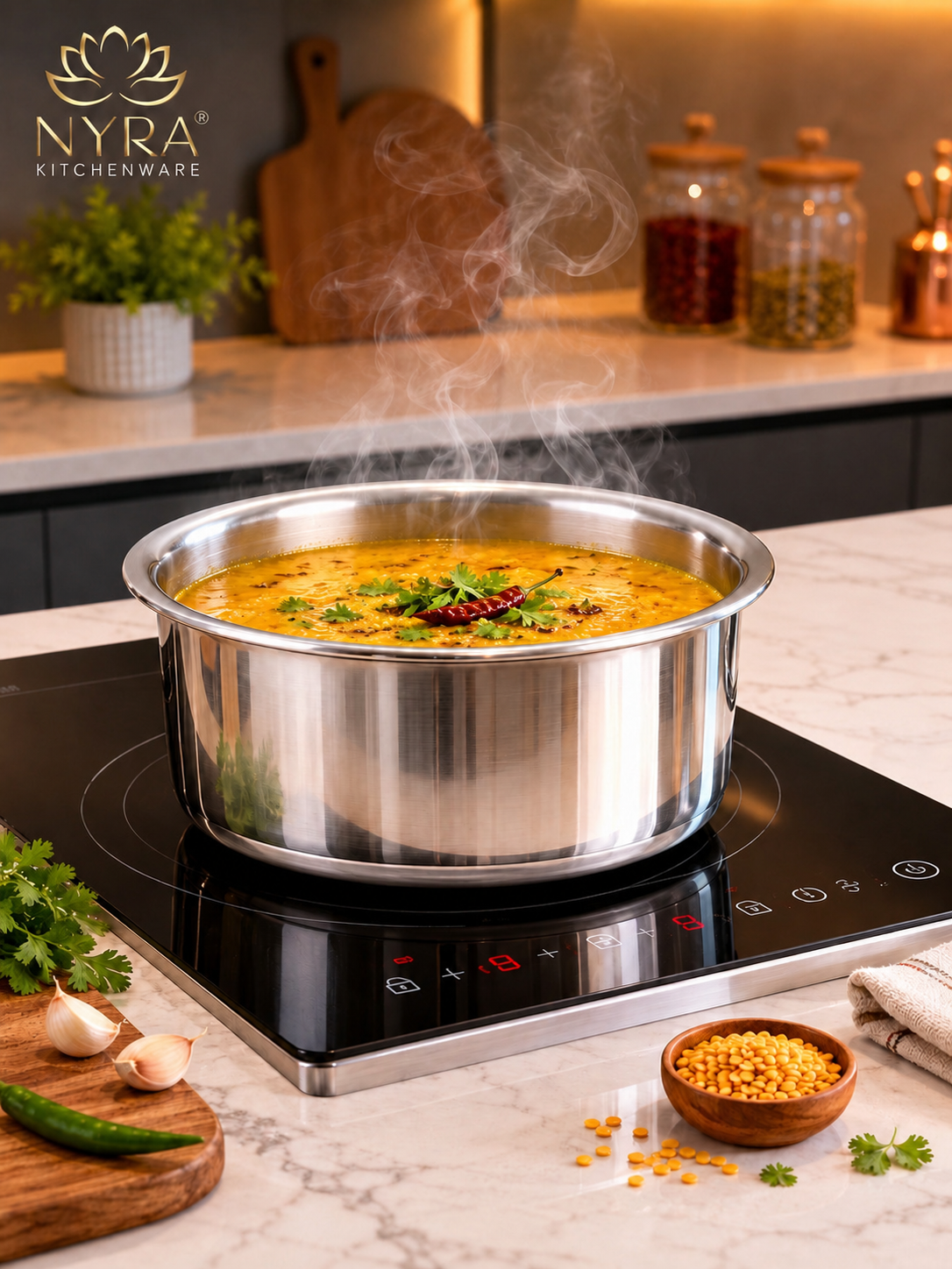 Premium Aluminium Induction Base Tope/Bhagona - 5 Sizes
