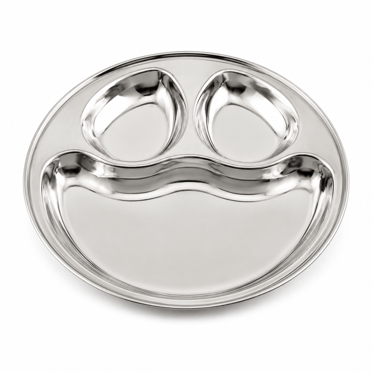 Stainless Steel Partition Plate | 3 in 1 Compartment Bhojan Thali |