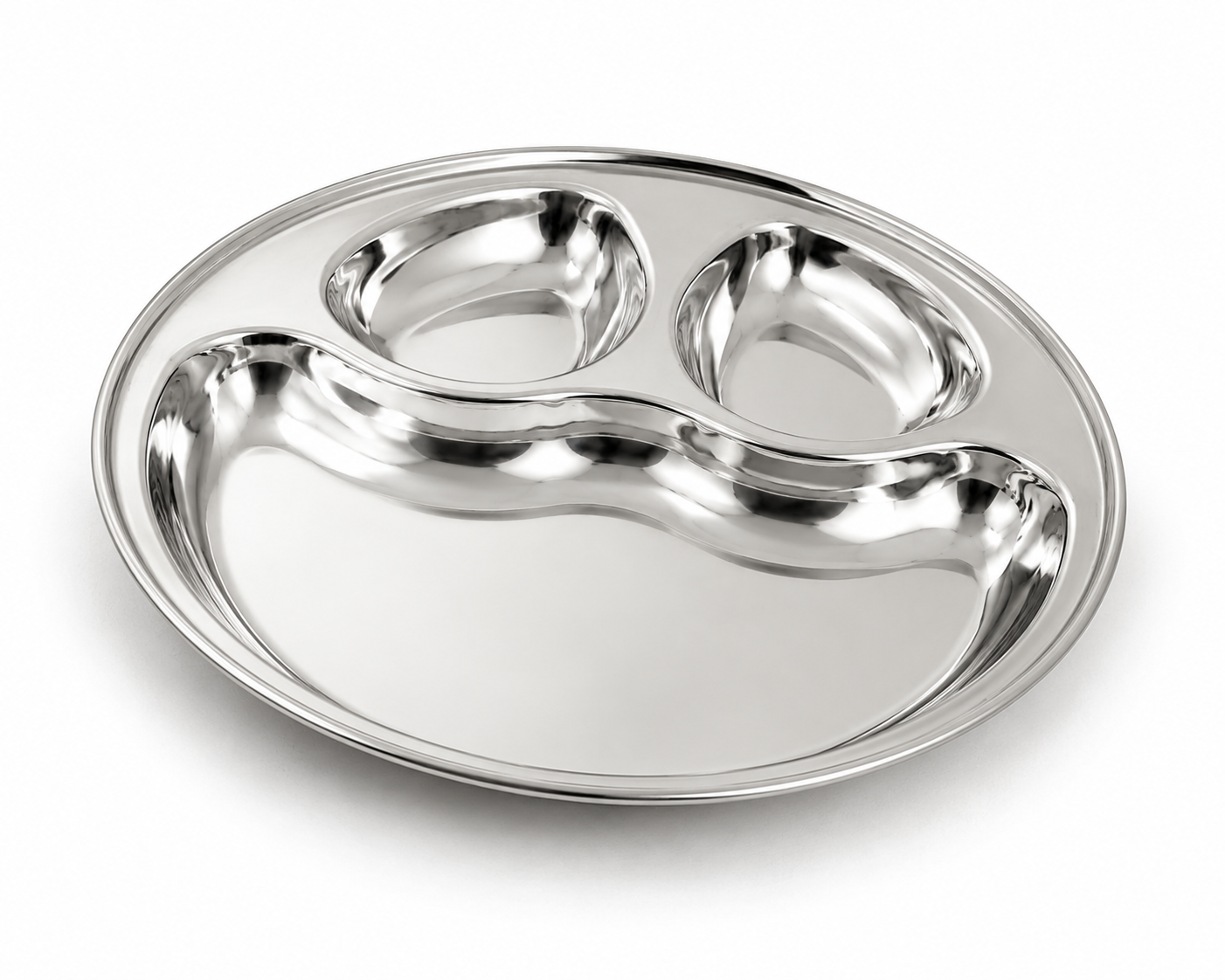 Stainless Steel Partition Plate | 3 in 1 Compartment Bhojan Thali |
