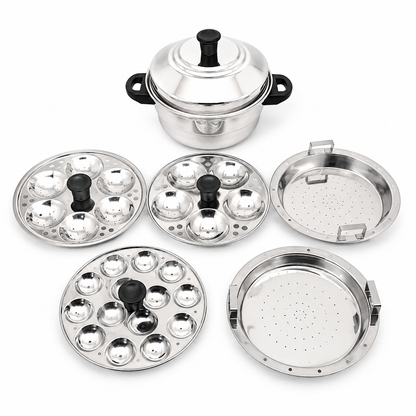 Stainless Steel Idli Cooker - 5 Plates | 3-Tier Steamer for Idli & Multi-Purpose Use