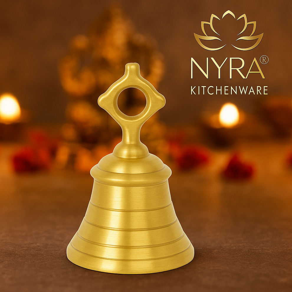 Pure Brass Temple Ghanta (2kg) – Traditional Handcrafted Puja Bell for ...