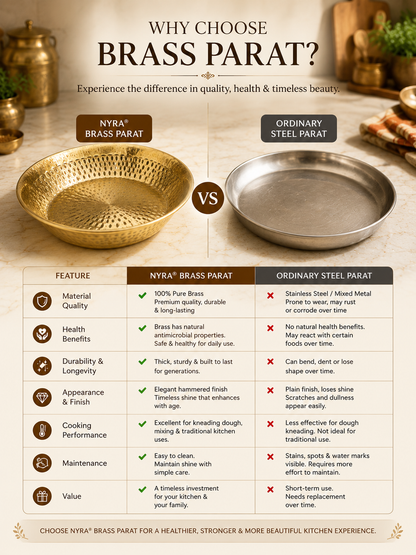Traditional Brass Hammered Parat | Mathar Peetal Parath for Dough Kneading & Mixing