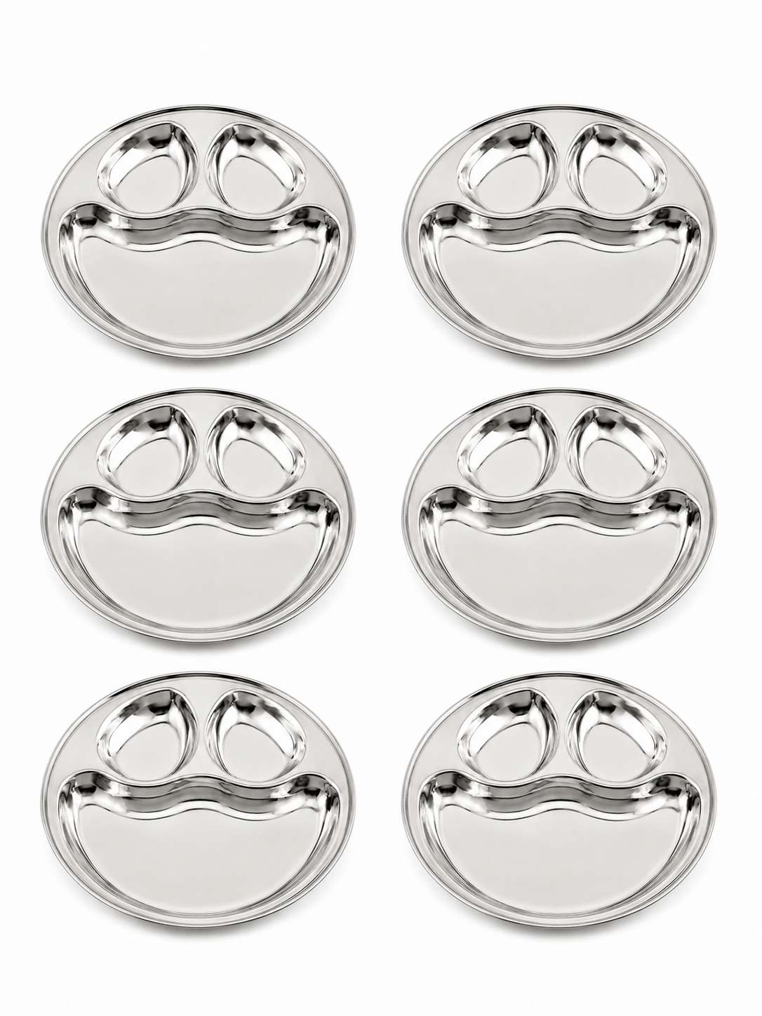 Stainless Steel Partition Plate | 3 in 1 Compartment Bhojan Thali |
