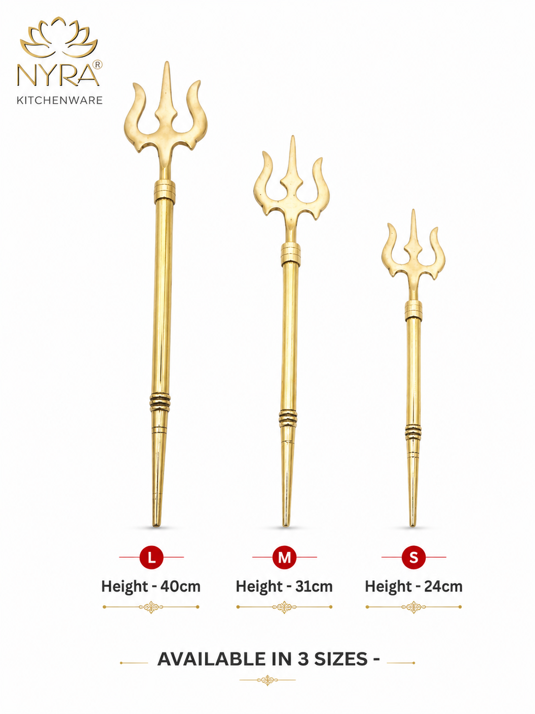 Pure Brass (Peetal) Trishul | Traditional Hindu Religious Symbol | Perfect for Home Temple, Pooja, and Festivals