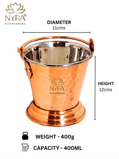 Copper Serving Bucket with Steel Insulated Interior | Traditional Indian Tableware/Serveware